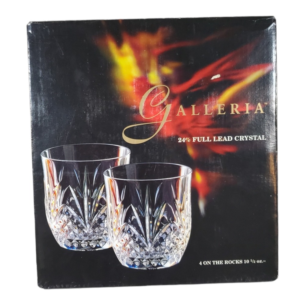 Sparkling crystal D Arques French 1980s low ball glasses set of 4 barware fancy